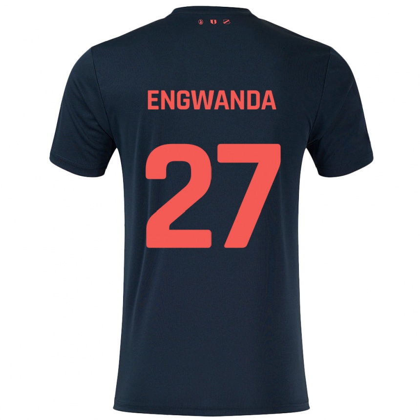 Niño Fútbol Camiseta Alonzo Engwanda #27 Negro Rojo 2ª Equipación 2024/25 Perú