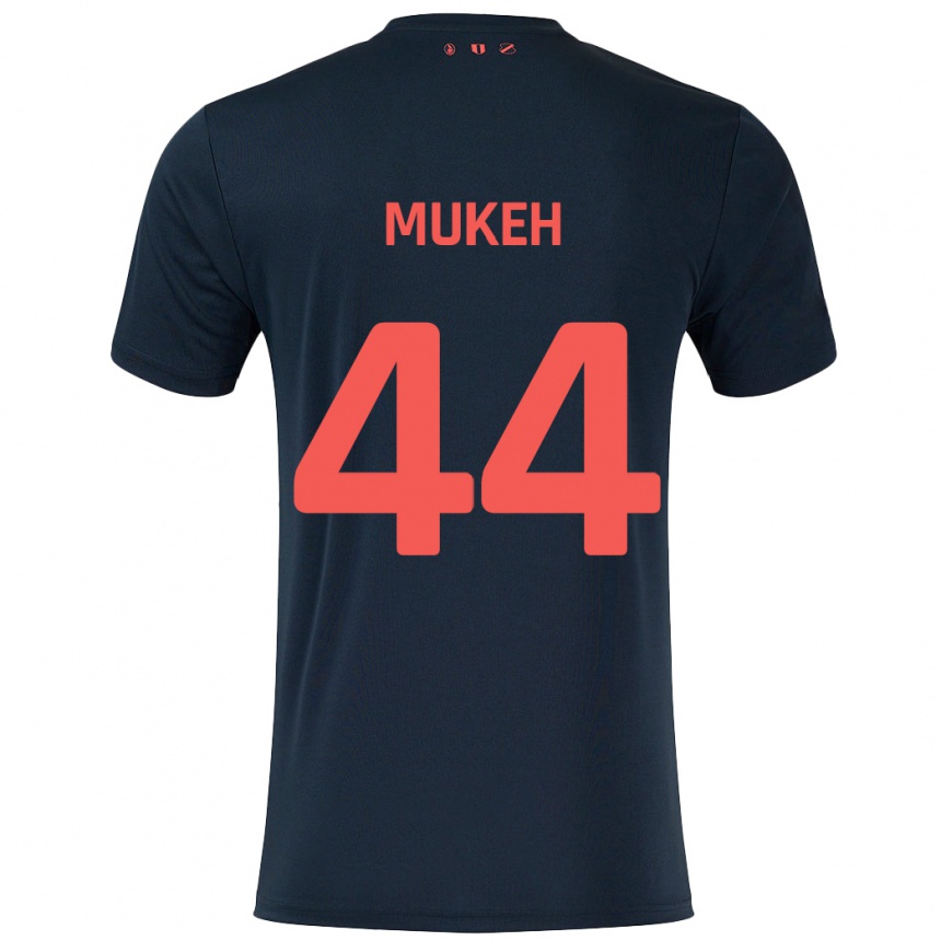 Niño Fútbol Camiseta Joshua Mukeh #44 Negro Rojo 2ª Equipación 2024/25 Perú