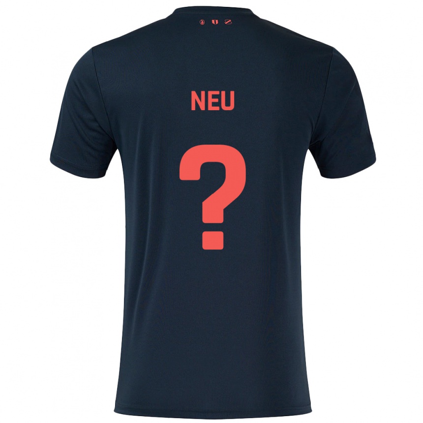 Niño Fútbol Camiseta Luca Neu #0 Negro Rojo 2ª Equipación 2024/25 Perú