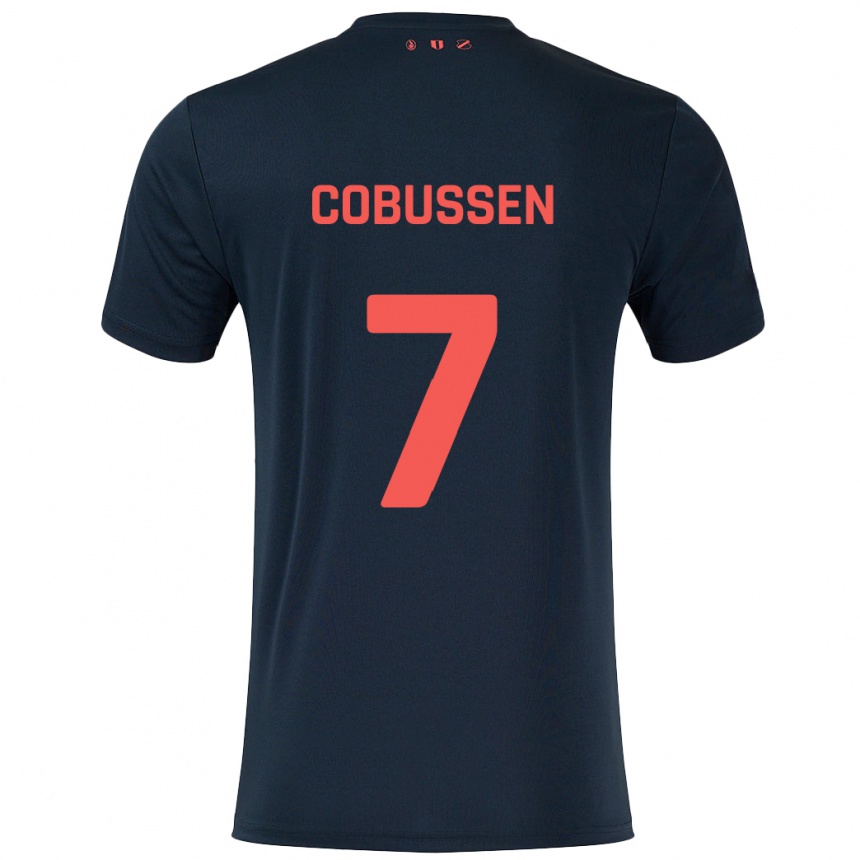 Niño Fútbol Camiseta Sophie Cobussen #7 Negro Rojo 2ª Equipación 2024/25 Perú