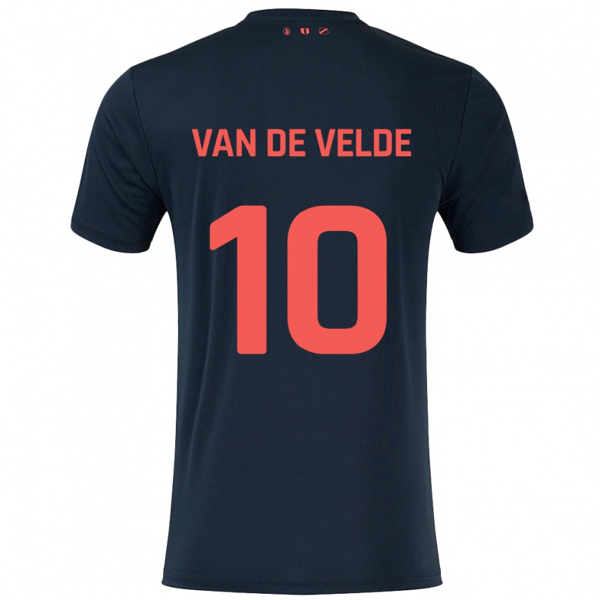 Niño Fútbol Camiseta Senne Van De Velde #10 Negro Rojo 2ª Equipación 2024/25 Perú