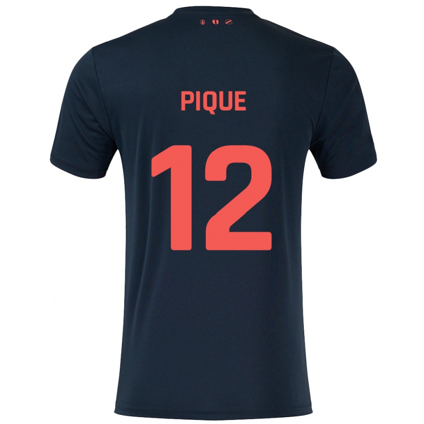 Niño Fútbol Camiseta Naomi Piqué #12 Negro Rojo 2ª Equipación 2024/25 Perú