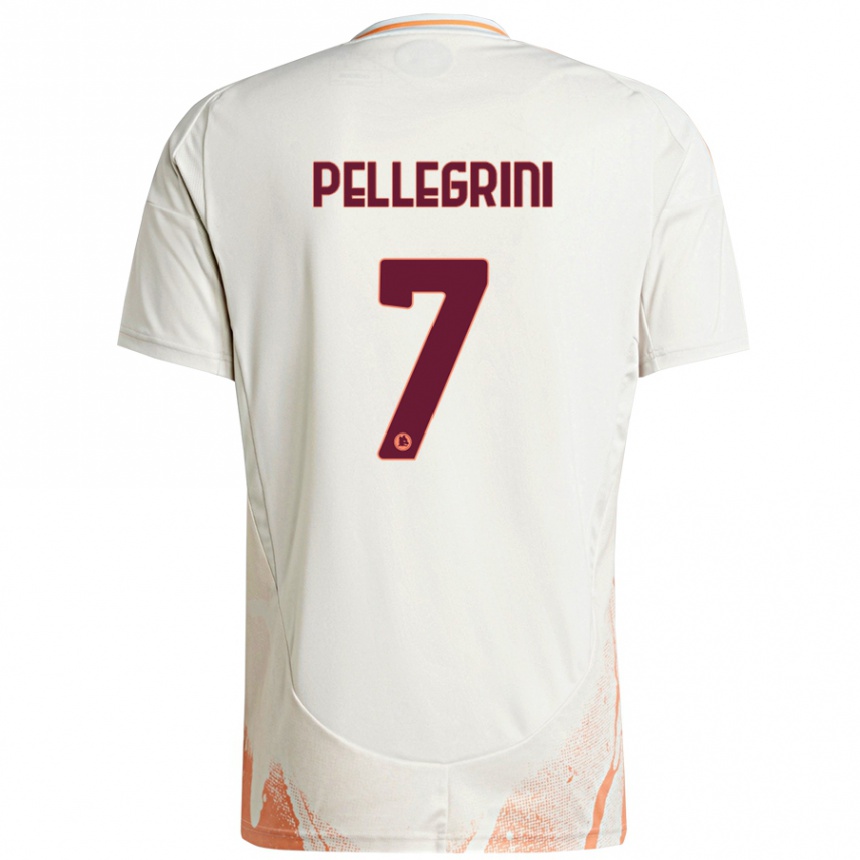 Niño Fútbol Camiseta Lorenzo Pellegrini #7 Crema Blanco Naranja 2ª Equipación 2024/25 Perú