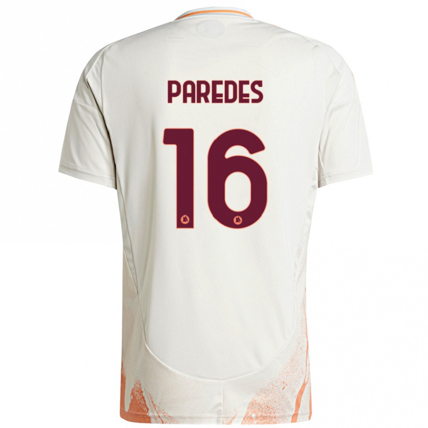 Niño Fútbol Camiseta Leandro Paredes #16 Crema Blanco Naranja 2ª Equipación 2024/25 Perú