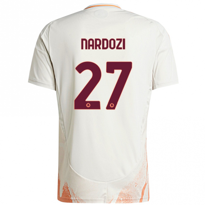 Niño Fútbol Camiseta Manuel Nardozi #27 Crema Blanco Naranja 2ª Equipación 2024/25 Perú