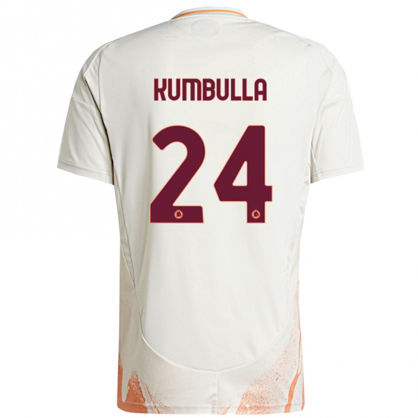 Niño Fútbol Camiseta Marash Kumbulla #24 Crema Blanco Naranja 2ª Equipación 2024/25 Perú