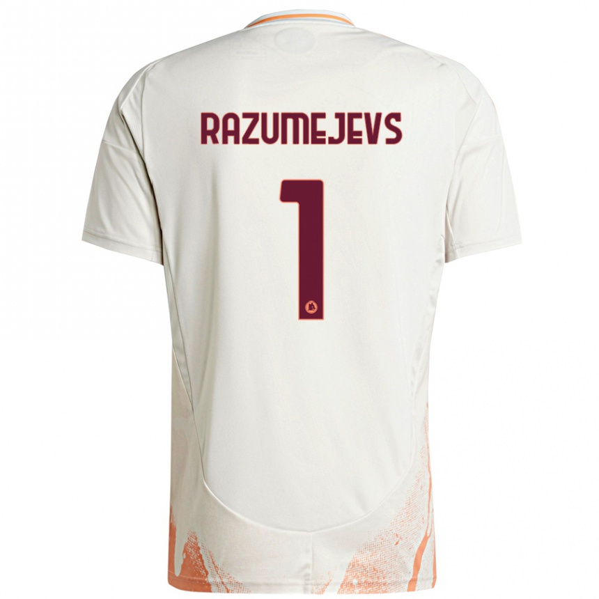 Niño Fútbol Camiseta Vladislavs Razumejevs #1 Crema Blanco Naranja 2ª Equipación 2024/25 Perú