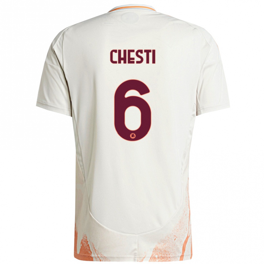 Niño Fútbol Camiseta Francesco Chesti #6 Crema Blanco Naranja 2ª Equipación 2024/25 Perú