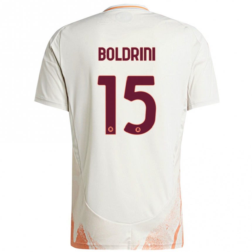 Niño Fútbol Camiseta Mattia Boldrini #15 Crema Blanco Naranja 2ª Equipación 2024/25 Perú