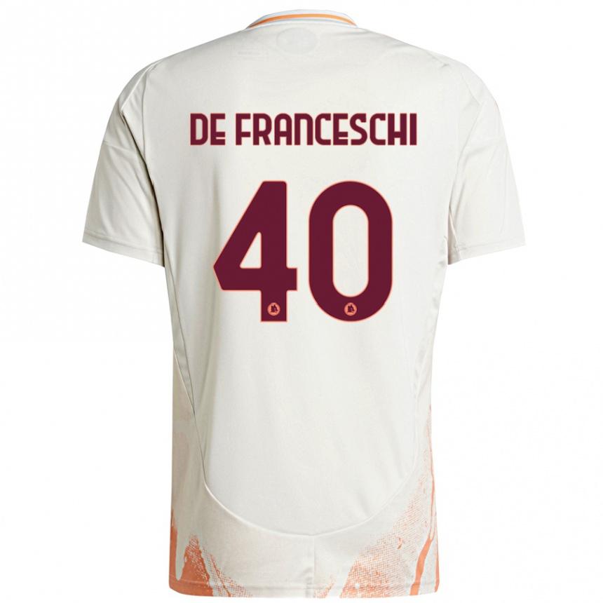 Niño Fútbol Camiseta Leonardo De Franceschi #40 Crema Blanco Naranja 2ª Equipación 2024/25 Perú