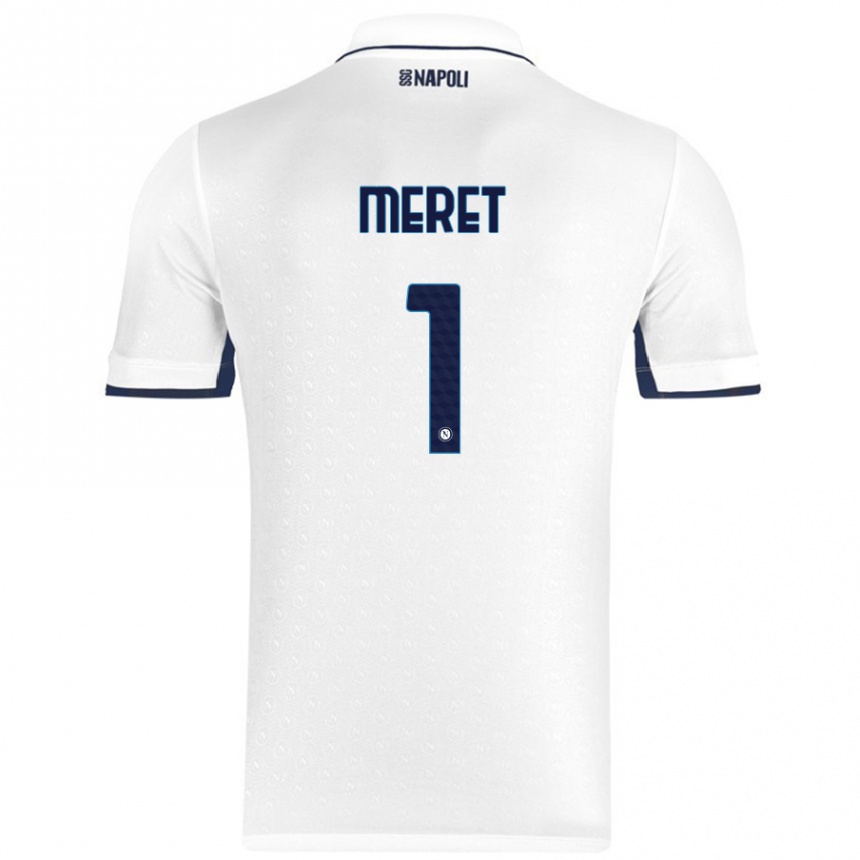 Niño Fútbol Camiseta Alex Meret #1 Blanco Azul Real 2ª Equipación 2024/25 Perú