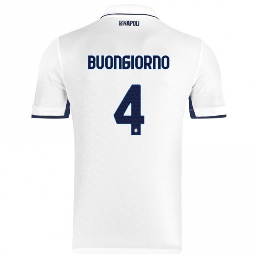 Niño Fútbol Camiseta Alessandro Buongiorno #4 Blanco Azul Real 2ª Equipación 2024/25 Perú