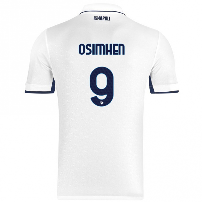 Niño Fútbol Camiseta Victor Osimhen #9 Blanco Azul Real 2ª Equipación 2024/25 Perú