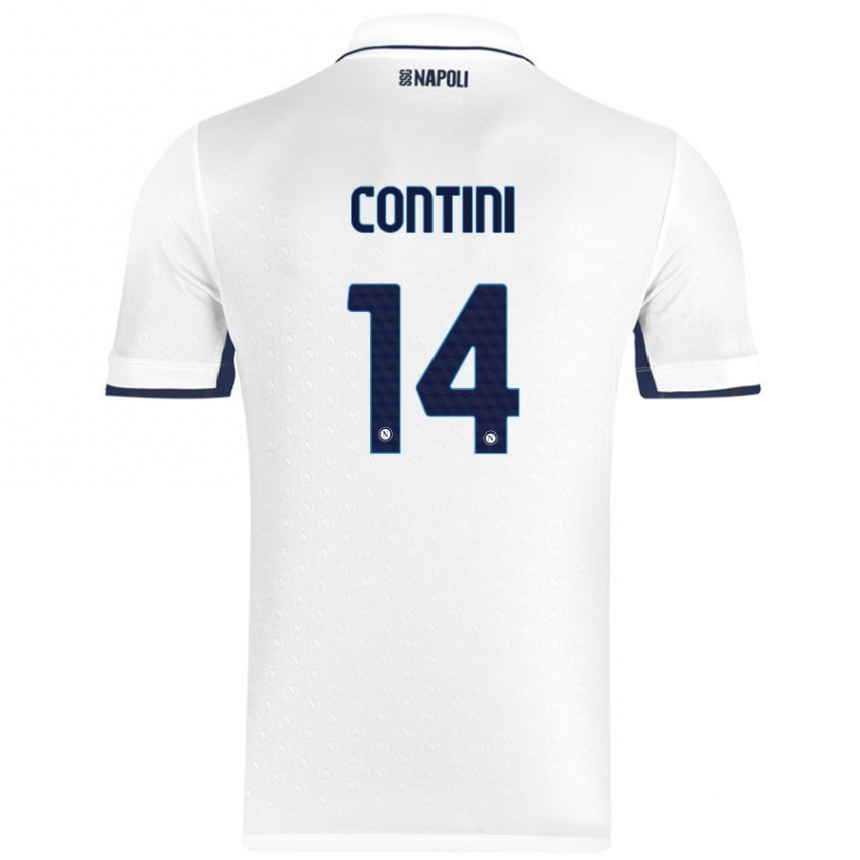 Niño Fútbol Camiseta Nikita Contini #14 Blanco Azul Real 2ª Equipación 2024/25 Perú