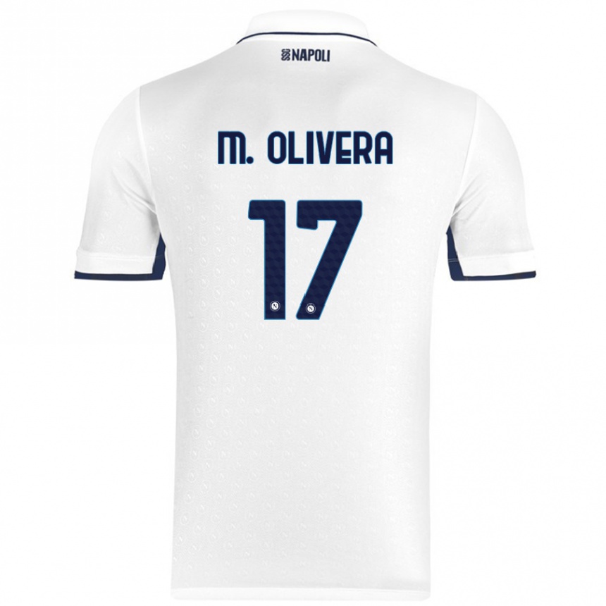 Niño Fútbol Camiseta Mathias Olivera #17 Blanco Azul Real 2ª Equipación 2024/25 Perú