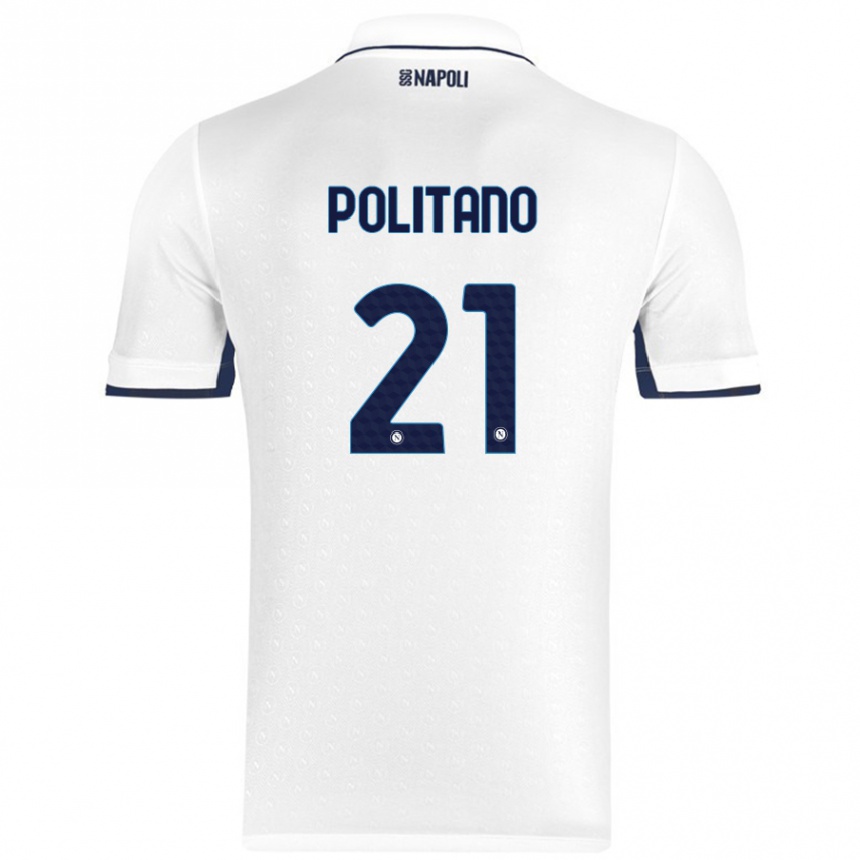 Niño Fútbol Camiseta Matteo Politano #21 Blanco Azul Real 2ª Equipación 2024/25 Perú