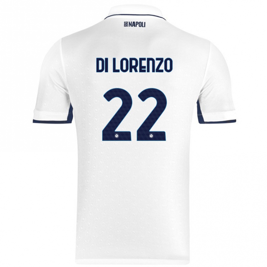 Niño Fútbol Camiseta Giovanni Di Lorenzo #22 Blanco Azul Real 2ª Equipación 2024/25 Perú