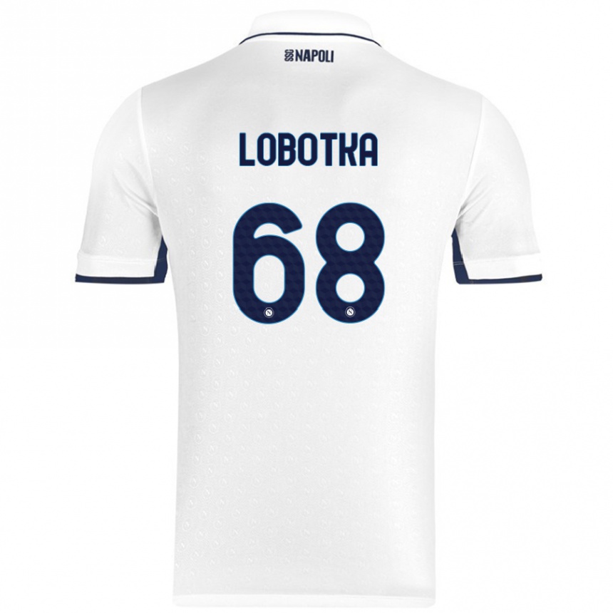 Niño Fútbol Camiseta Stanislav Lobotka #68 Blanco Azul Real 2ª Equipación 2024/25 Perú