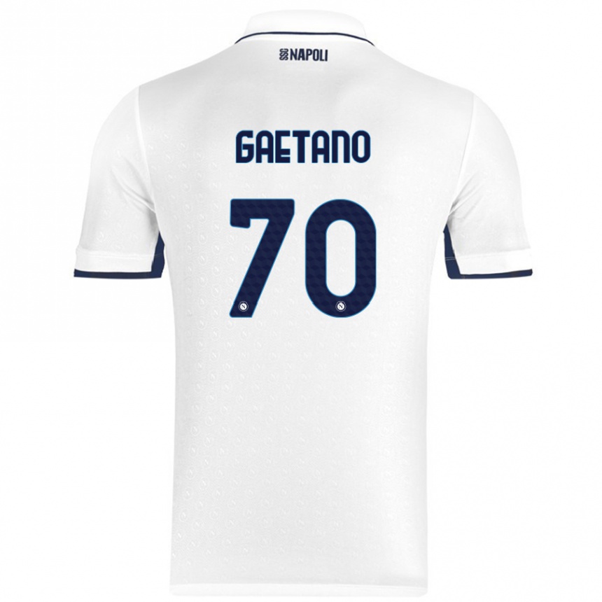 Niño Fútbol Camiseta Gianluca Gaetano #70 Blanco Azul Real 2ª Equipación 2024/25 Perú