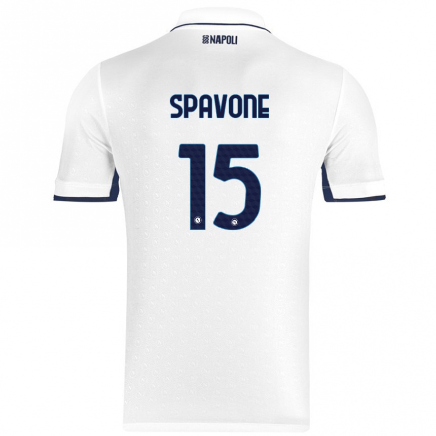 Niño Fútbol Camiseta Alessandro Spavone #15 Blanco Azul Real 2ª Equipación 2024/25 Perú