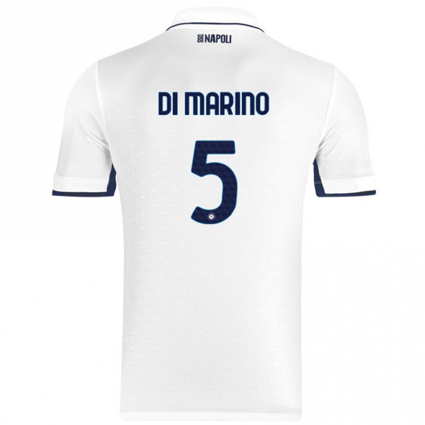 Niño Fútbol Camiseta Paola Di Marino #5 Blanco Azul Real 2ª Equipación 2024/25 Perú