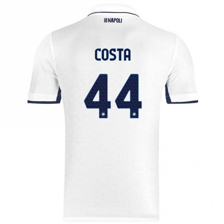 Niño Fútbol Camiseta Filippo Costa #44 Blanco Azul Real 2ª Equipación 2024/25 Perú