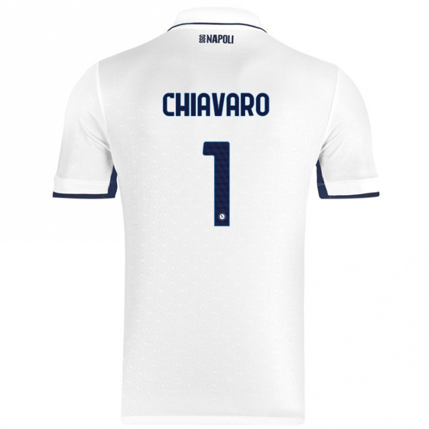 Niño Fútbol Camiseta Kelly Chiavaro #1 Blanco Azul Real 2ª Equipación 2024/25 Perú