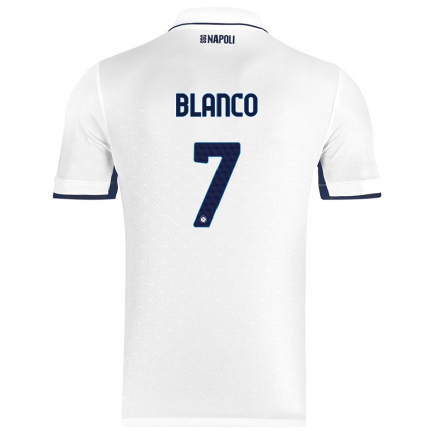 Niño Fútbol Camiseta Gimena Blanco #7 Blanco Azul Real 2ª Equipación 2024/25 Perú