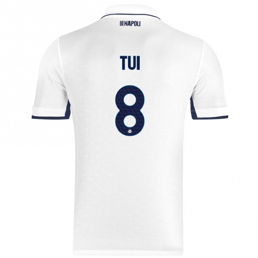 Niño Fútbol Camiseta Sara Tui #8 Blanco Azul Real 2ª Equipación 2024/25 Perú