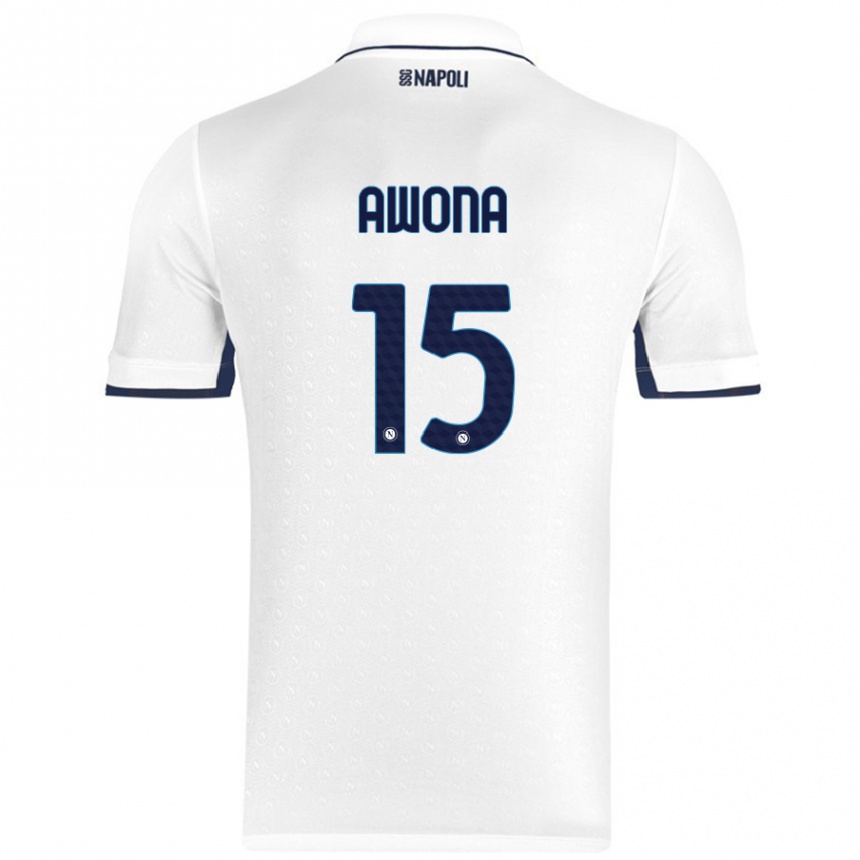 Niño Fútbol Camiseta Aurelle Awona #15 Blanco Azul Real 2ª Equipación 2024/25 Perú