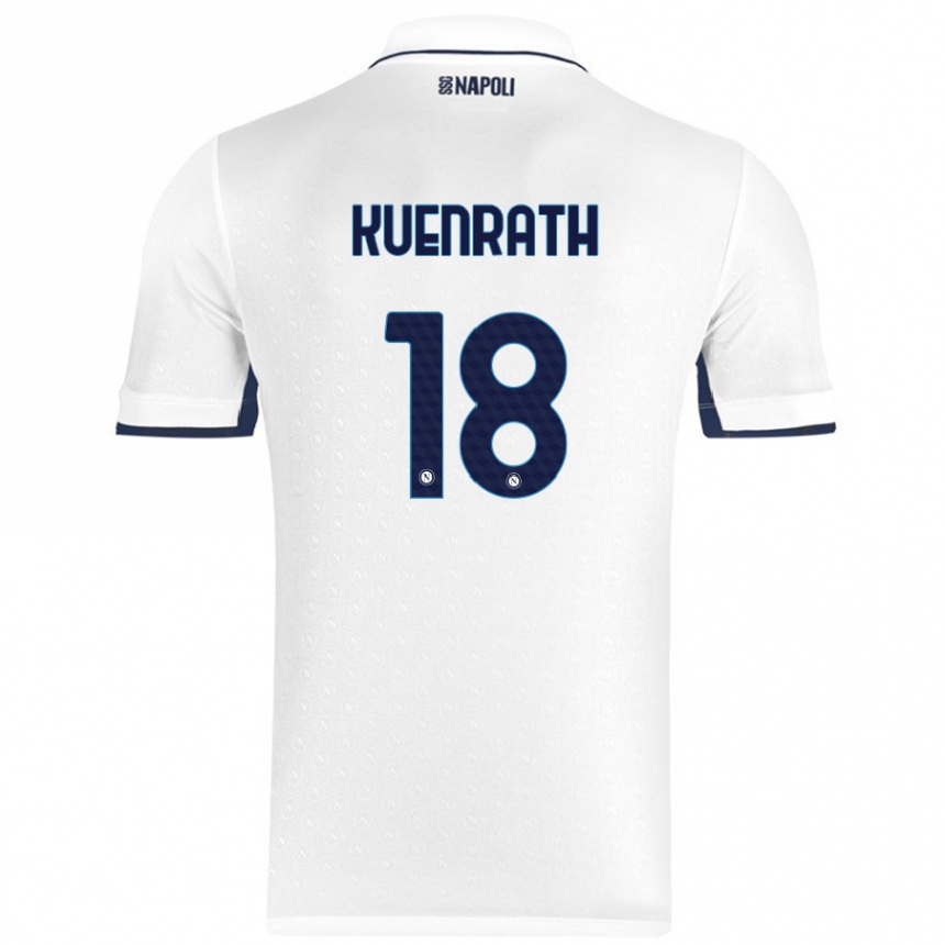 Niño Fútbol Camiseta Melanie Kuenrath #18 Blanco Azul Real 2ª Equipación 2024/25 Perú