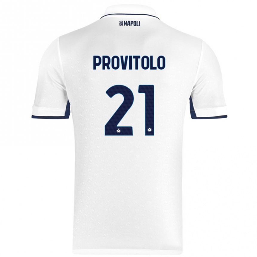 Niño Fútbol Camiseta Vincenzo Provitolo #21 Blanco Azul Real 2ª Equipación 2024/25 Perú