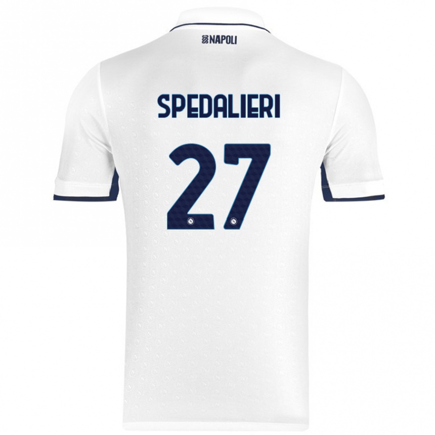 Niño Fútbol Camiseta Johnatan Andrea Spedalieri #27 Blanco Azul Real 2ª Equipación 2024/25 Perú