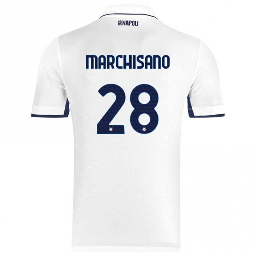 Niño Fútbol Camiseta Matteo Marchisano #28 Blanco Azul Real 2ª Equipación 2024/25 Perú