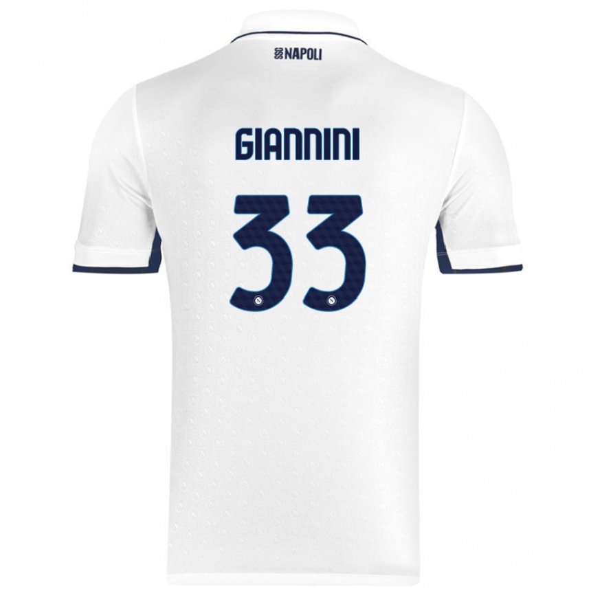 Niño Fútbol Camiseta Enrico Giannini #33 Blanco Azul Real 2ª Equipación 2024/25 Perú