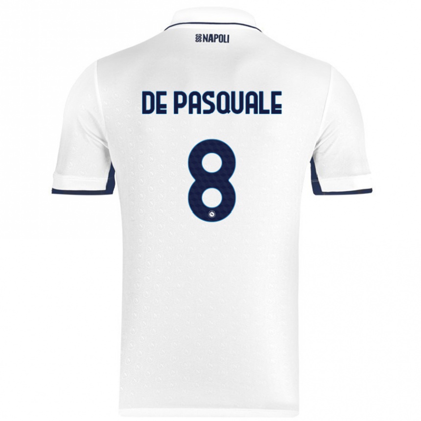 Niño Fútbol Camiseta Dylan De Pasquale #8 Blanco Azul Real 2ª Equipación 2024/25 Perú