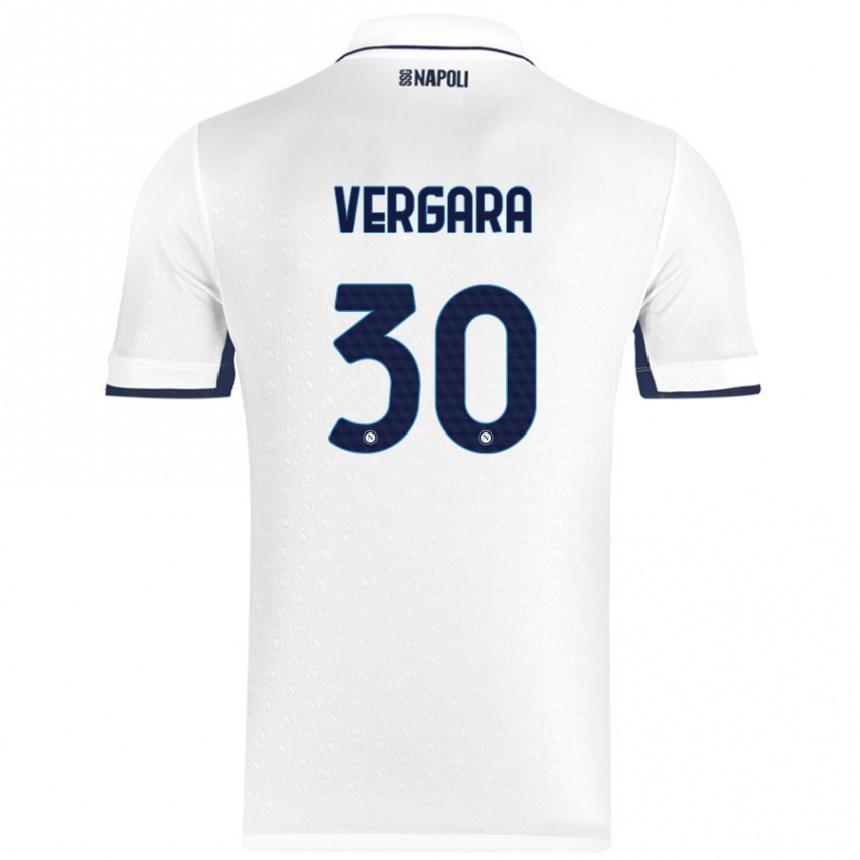 Niño Fútbol Camiseta Antonio Vergara #30 Blanco Azul Real 2ª Equipación 2024/25 Perú