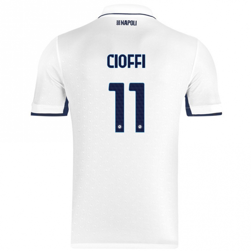 Niño Fútbol Camiseta Antonio Cioffi #11 Blanco Azul Real 2ª Equipación 2024/25 Perú