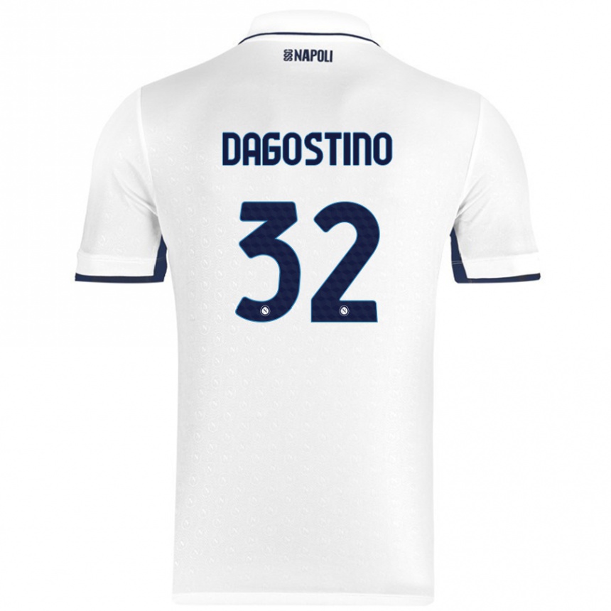 Niño Fútbol Camiseta Giuseppe Dagostino #32 Blanco Azul Real 2ª Equipación 2024/25 Perú