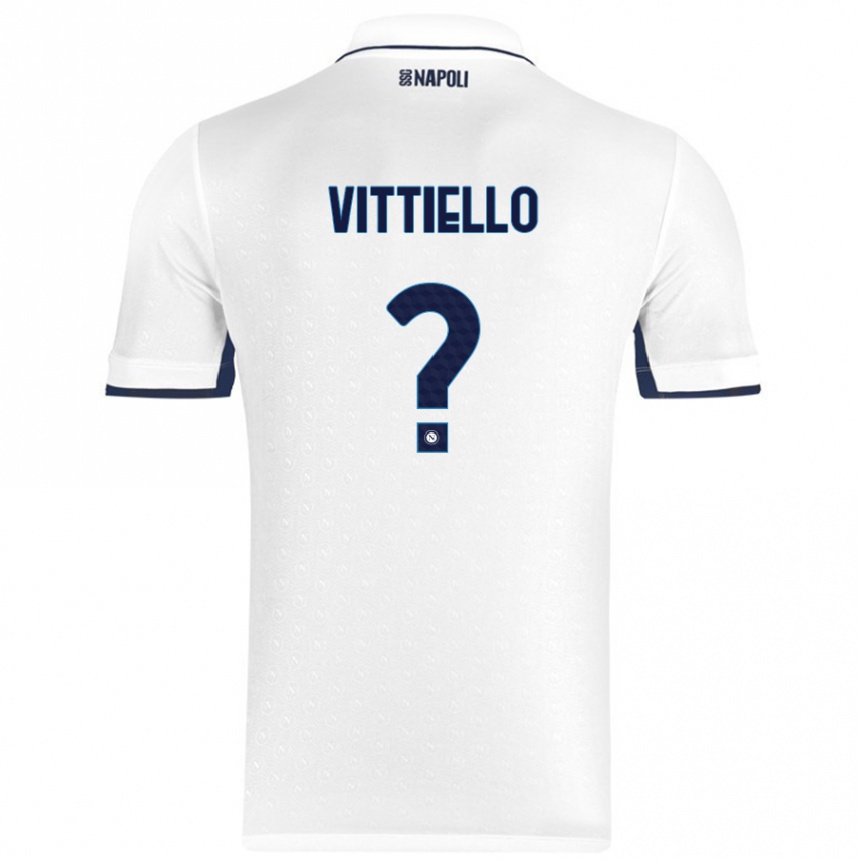 Niño Fútbol Camiseta Antonio Vittiello #0 Blanco Azul Real 2ª Equipación 2024/25 Perú