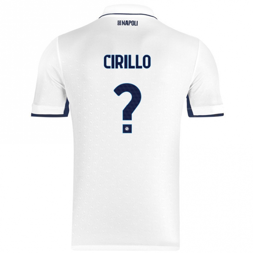 Niño Fútbol Camiseta Gioele Cirillo #0 Blanco Azul Real 2ª Equipación 2024/25 Perú