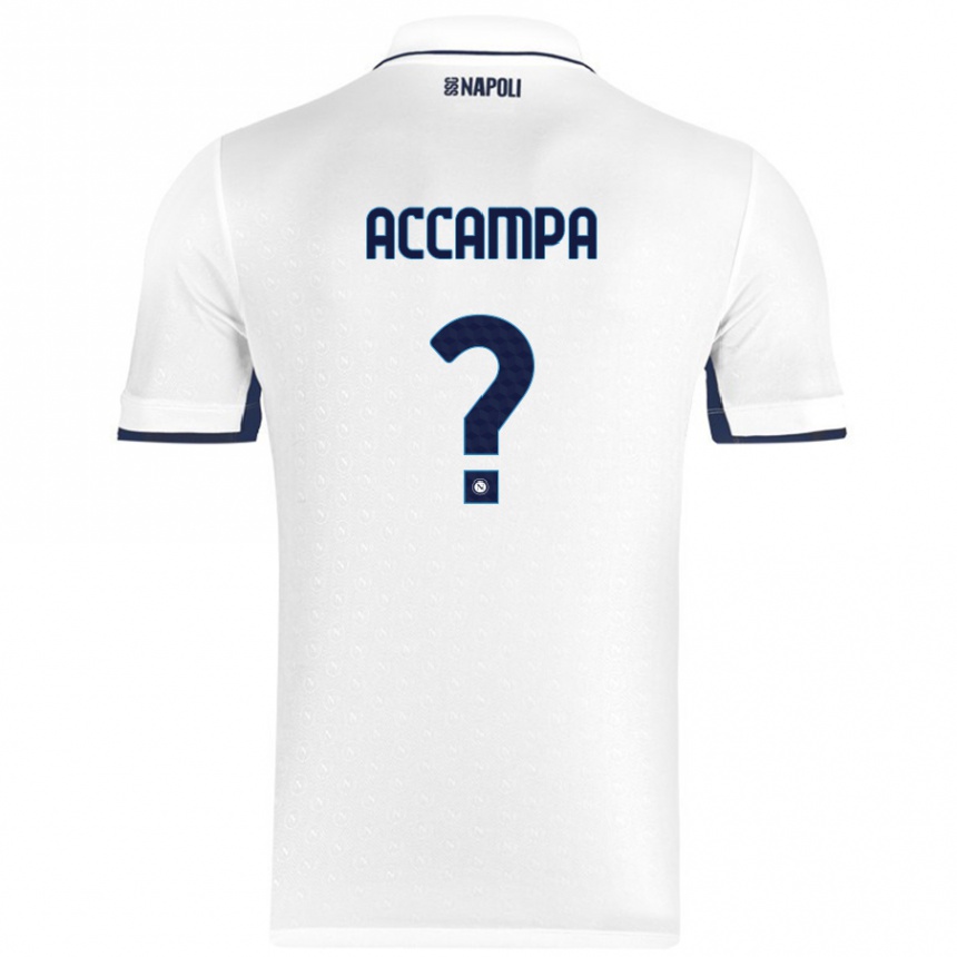 Niño Fútbol Camiseta Davide Accampa #0 Blanco Azul Real 2ª Equipación 2024/25 Perú