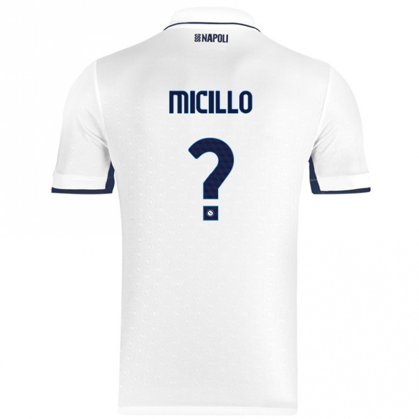 Niño Fútbol Camiseta Salvatore Micillo #0 Blanco Azul Real 2ª Equipación 2024/25 Perú