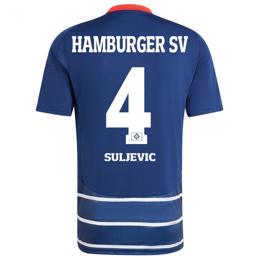 Niño Fútbol Camiseta Almin Suljevic #4 Azul Oscuro 2ª Equipación 2024/25 Perú