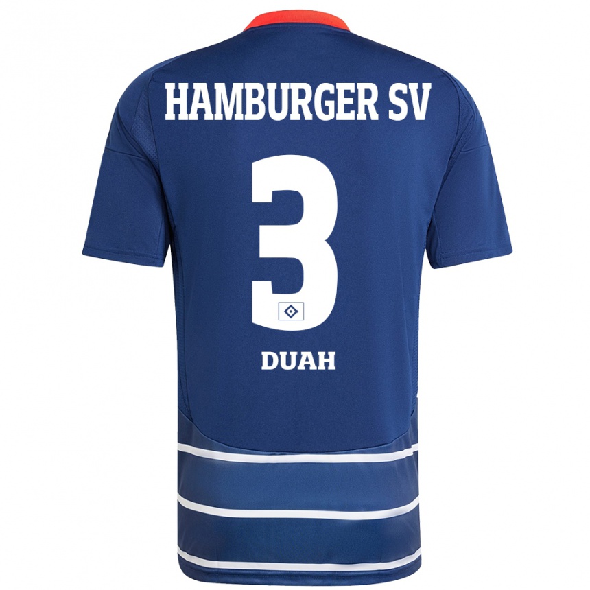 Niño Fútbol Camiseta Dennis Duah #3 Azul Oscuro 2ª Equipación 2024/25 Perú