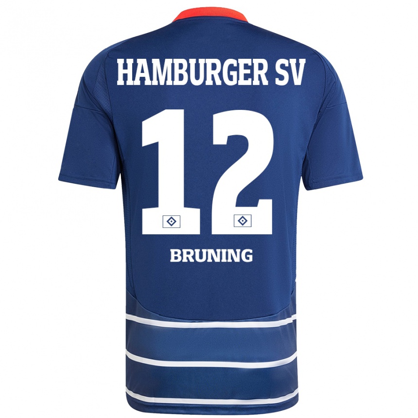 Niño Fútbol Camiseta Malte Brüning #12 Azul Oscuro 2ª Equipación 2024/25 Perú