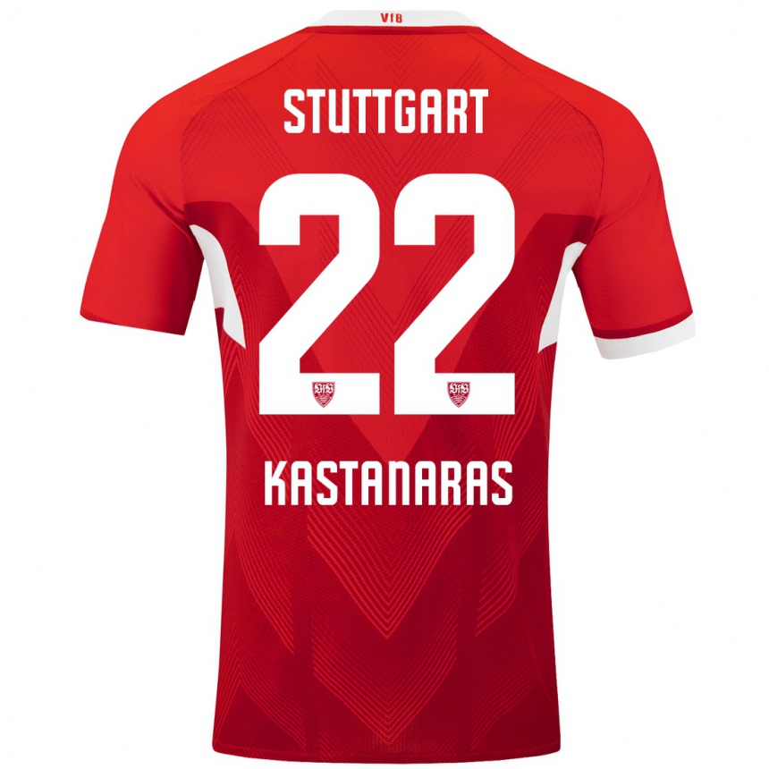 Niño Fútbol Camiseta Thomas Kastanaras #22 Rojo Blanco 2ª Equipación 2024/25 Perú