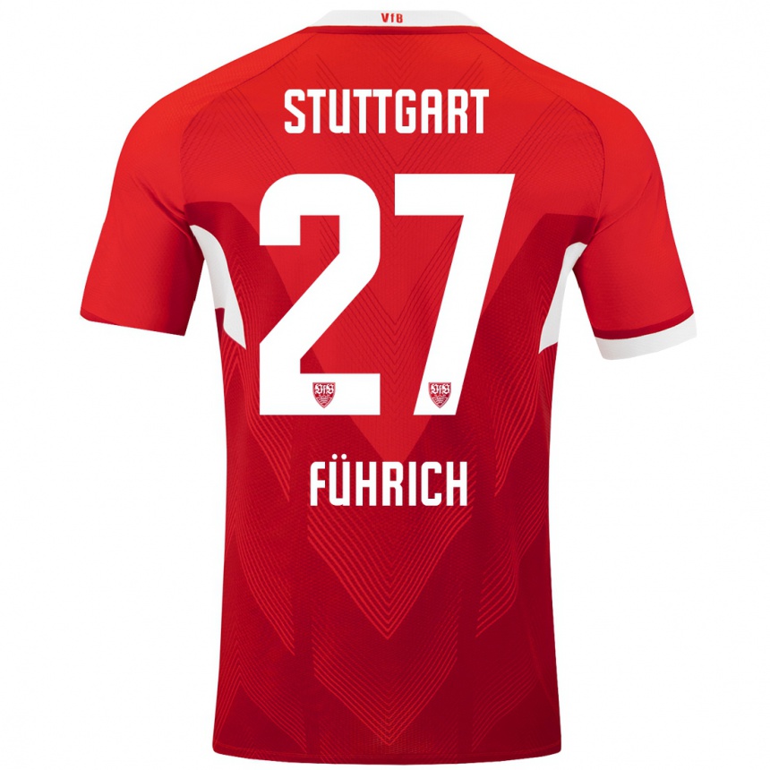 Niño Fútbol Camiseta Chris Führich #27 Rojo Blanco 2ª Equipación 2024/25 Perú