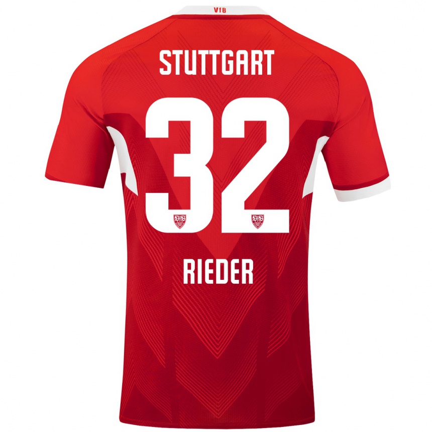 Niño Fútbol Camiseta Fabian Rieder #32 Rojo Blanco 2ª Equipación 2024/25 Perú