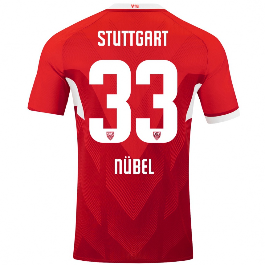 Niño Fútbol Camiseta Alexander Nübel #33 Rojo Blanco 2ª Equipación 2024/25 Perú